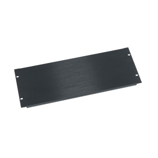 4 RU Flanged Blank Rack Panel, Black Brushed and Anodized Aluminum
