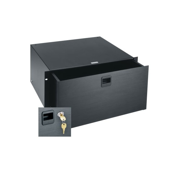 5 RU Rackmount Drawer, Black Brushed and Anodized with Lock