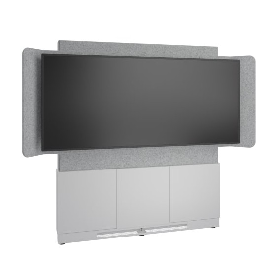 Forum™ Floor-to-Wall Mounted 66" (3 Bay) Display Stand for (1) 81" 21:9 Ultra-Wide Display, Light Finish