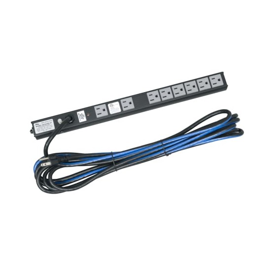 PD Slim High Density Vertical Power Strip, 8 Outlet, 15A, Basic Surge Protection - 20 ft Cord