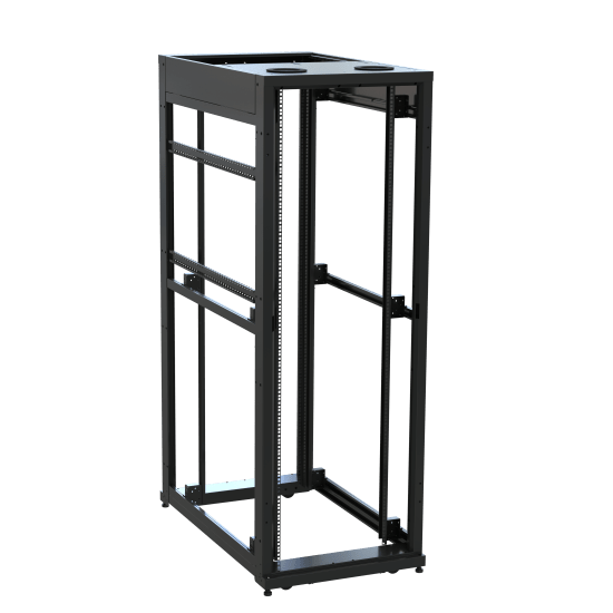 42 RU SNE Series Rack Frame, 48 Inches Deep, 27 Inches Wide with Cage Nut Rackrail