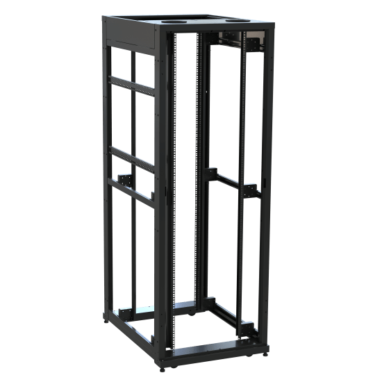 45 RU SNE Series Rack Frame, 42 Inches Deep, 30 Inches Wide with Cage Nut Rackrail