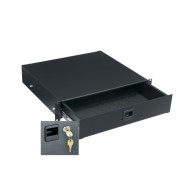 2 RU Rackmount Drawer, Textured Face with Lock