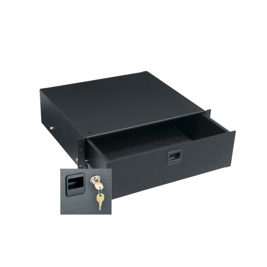 3 RU Rackmount Drawer, Textured Face with Lock
