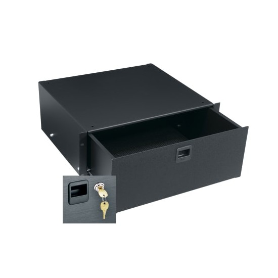 4 RU Rackmount Drawer, Textured Face with Lock