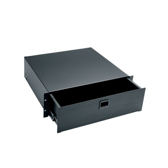 3 RU Rackmount Drawer, Black Brushed and Anodized