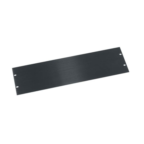 3 RU Flat Blank Rack Panel, Black Brushed and Anodized Aluminum