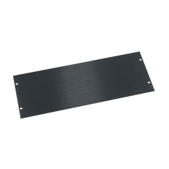 4 RU Flat Blank Rack Panel, Black Brushed and Anodized Aluminum