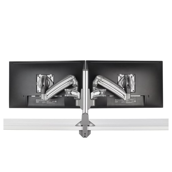 KX Low-Profile Dual Monitor Arms, Column Desk Mount, Silver