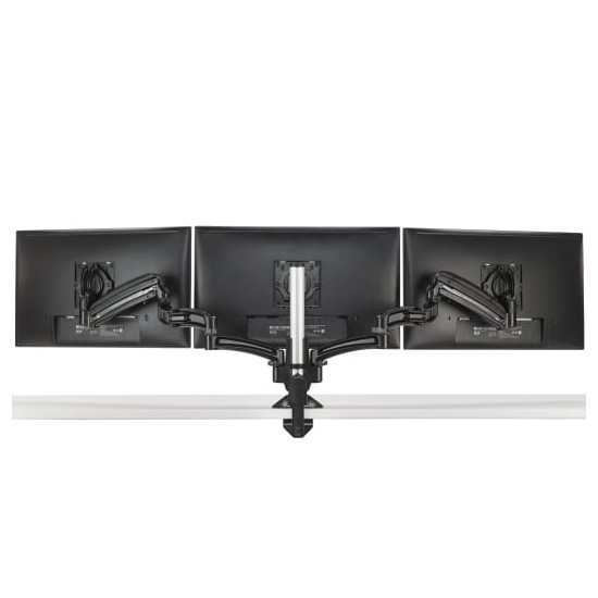 KX Low-Profile Triple Monitor Arms, Column Desk Mount, Black