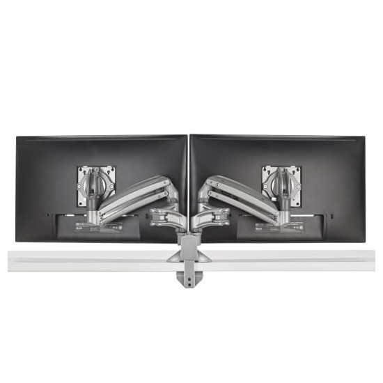KX Low-Profile Dual Monitor Arms, Desk Mount, Silver